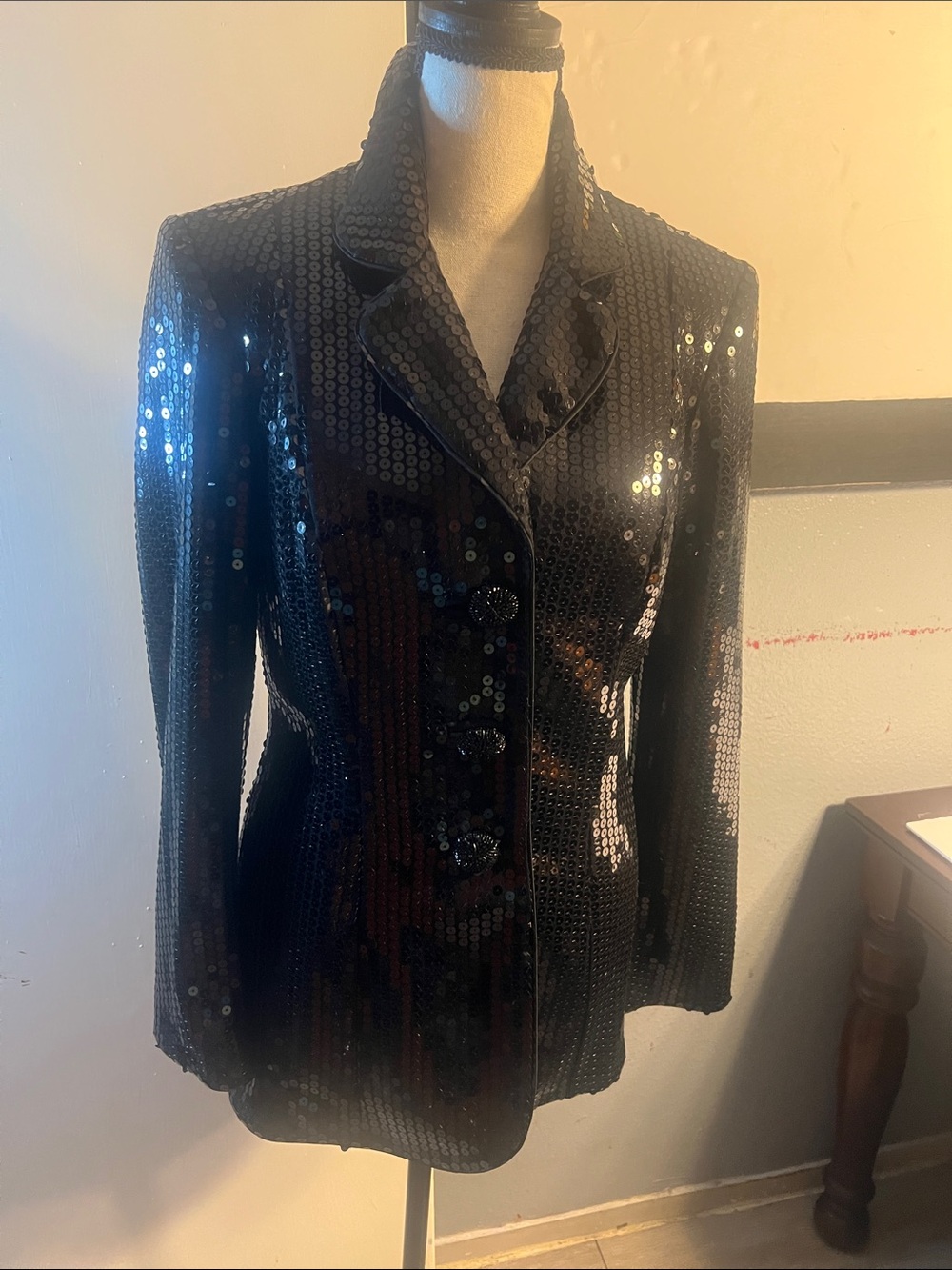 JS Collections Black Sequin Blazer Jacket